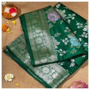 BB 12 Banarasi Pue Chiniya Silk Saree With Pathani Work