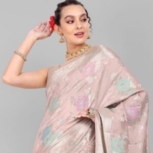 BB 12 Banarasi Pue Chiniya Silk Saree With Pathani Work