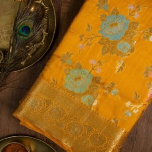 BB 12 Banarasi Pue Chiniya Silk Saree With Pathani Work