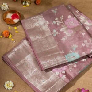BB 12 Banarasi Pue Chiniya Silk Saree With Pathani Work