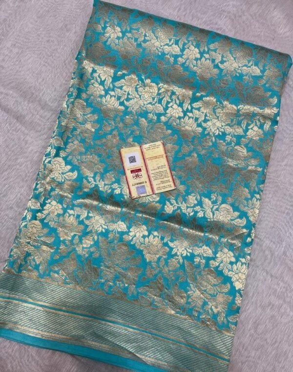 BB 013 Banarasi Handloom Pure Paudi Katan Silk Saree - Image 3