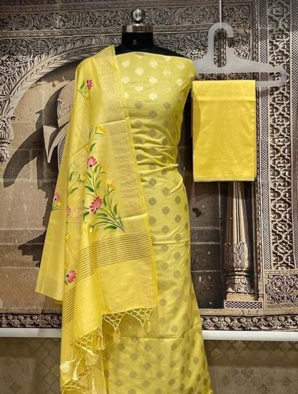 BB 015 Exclusive Banarasi pure cotton silk printed suit