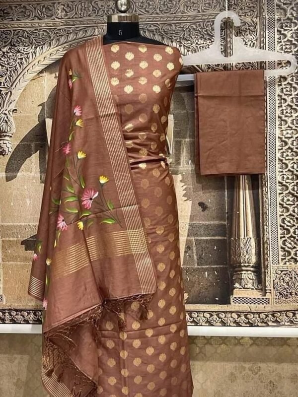 BB 015 Exclusive Banarasi pure cotton silk printed suit