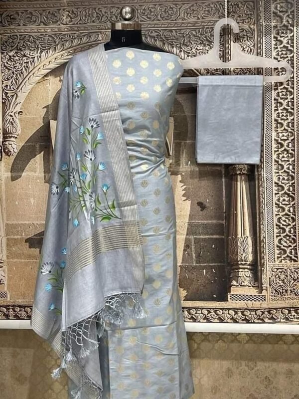 BB 015 Exclusive Banarasi pure cotton silk printed suit