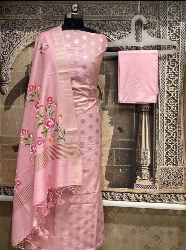 BB 015 Exclusive Banarasi pure cotton silk printed suit