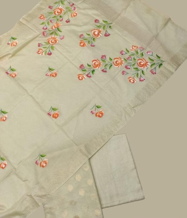 BB 015 Exclusive Banarasi pure cotton silk printed suit