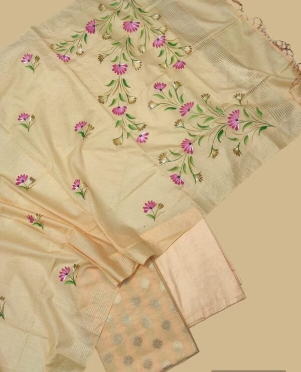 BB 015 Exclusive Banarasi pure cotton silk printed suit