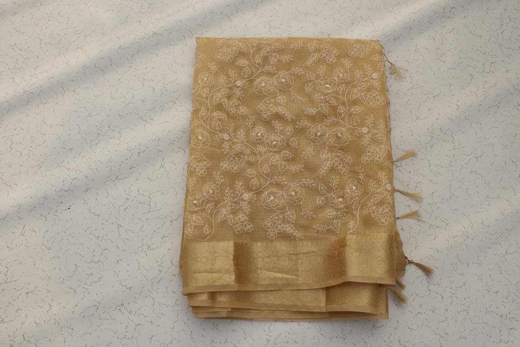 BB 23 Banarasi Tissue silk saree allover Chickenkari Jaal - Image 3