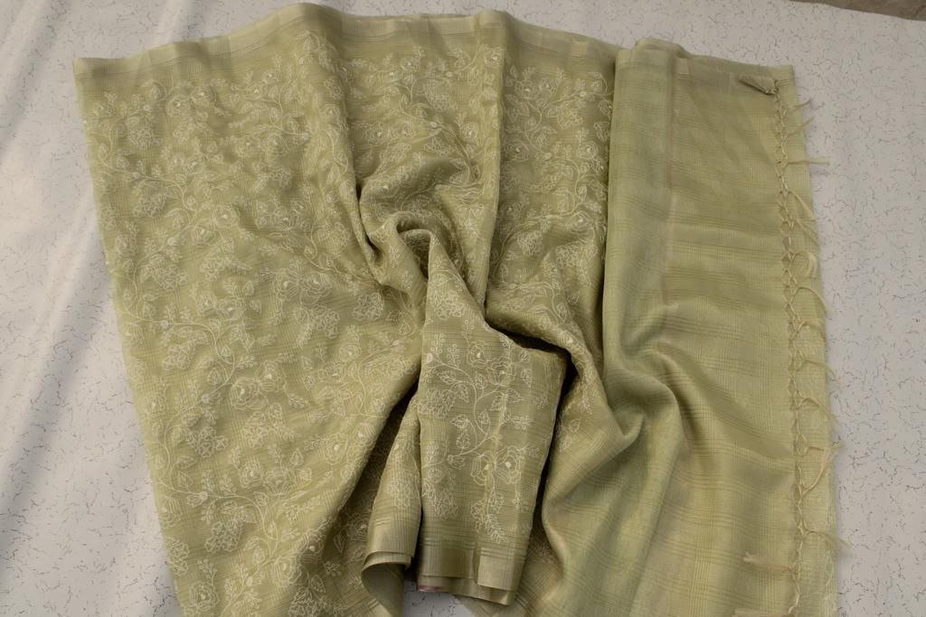 BB 23 Banarasi Tissue silk saree allover Chickenkari Jaal - Image 2