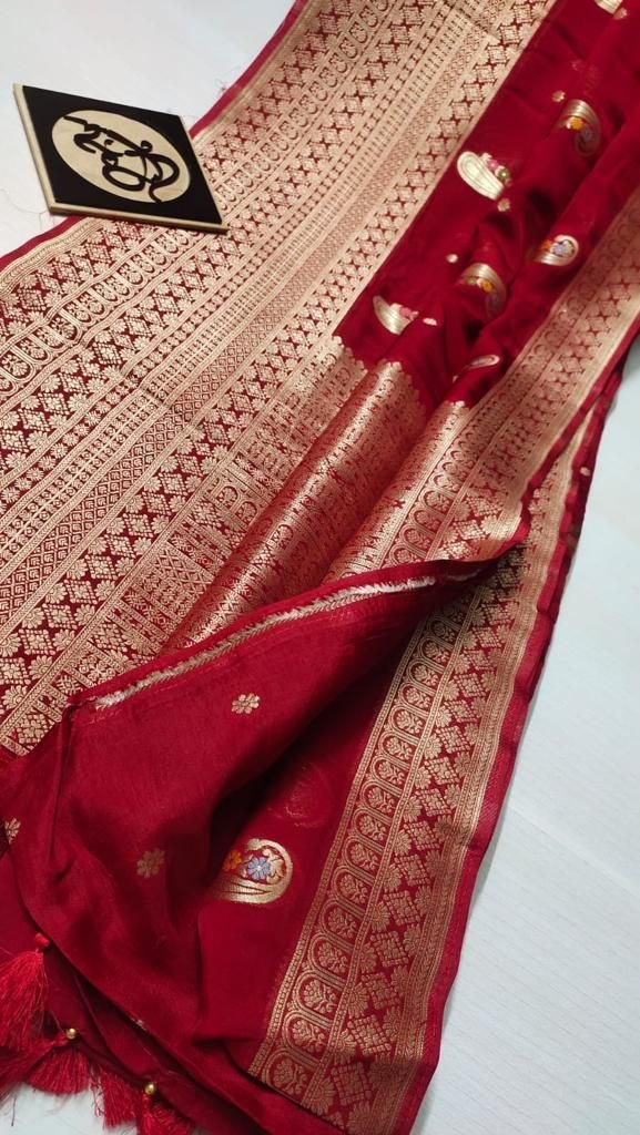 BB 27 Banarasi Dyeable soft semi Georgette silk saree - Image 4