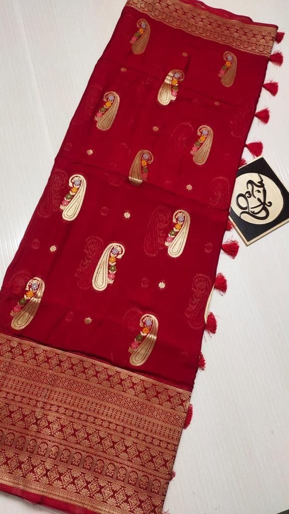 BB 27 Banarasi Dyeable soft semi Georgette silk saree - Image 2