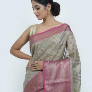 BB 29 Banarasi Kora Tissue Saree Zig Zag Pattern