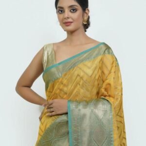BB 29 Banarasi Kora Tissue Saree Zig Zag Pattern