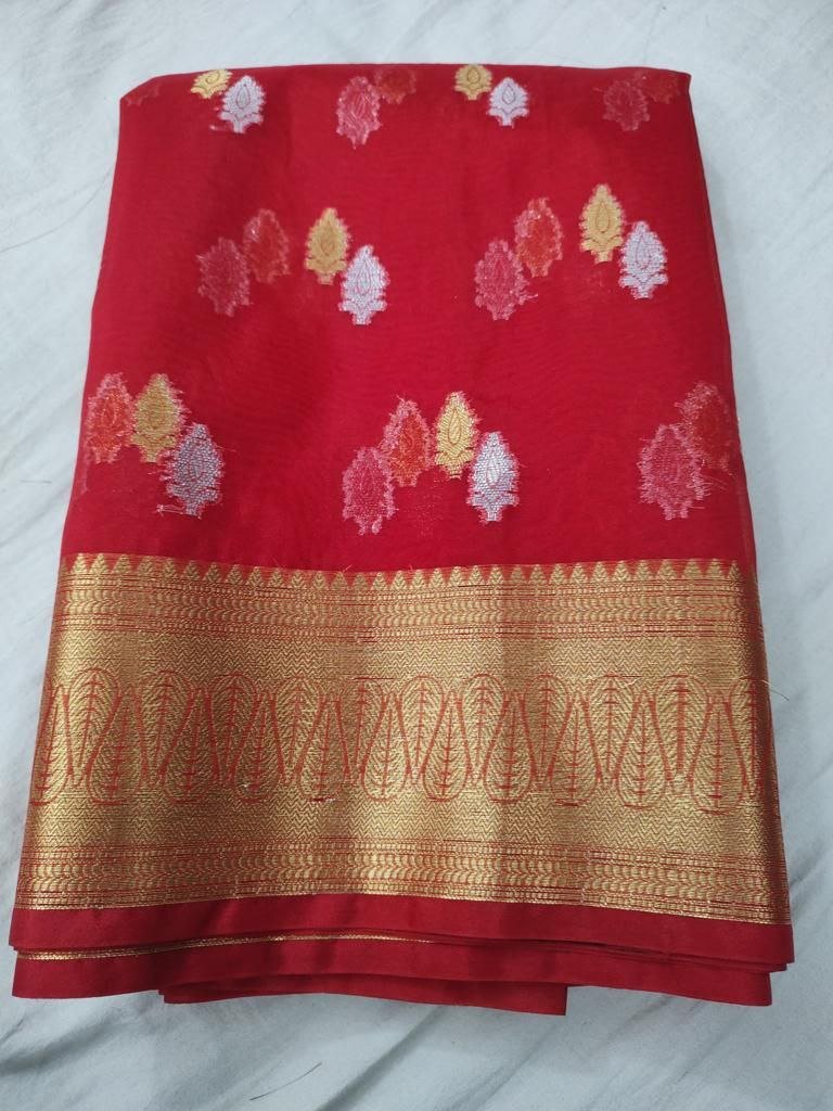 BB 33 Banarasi Dyeable semi Kora organza silk saree