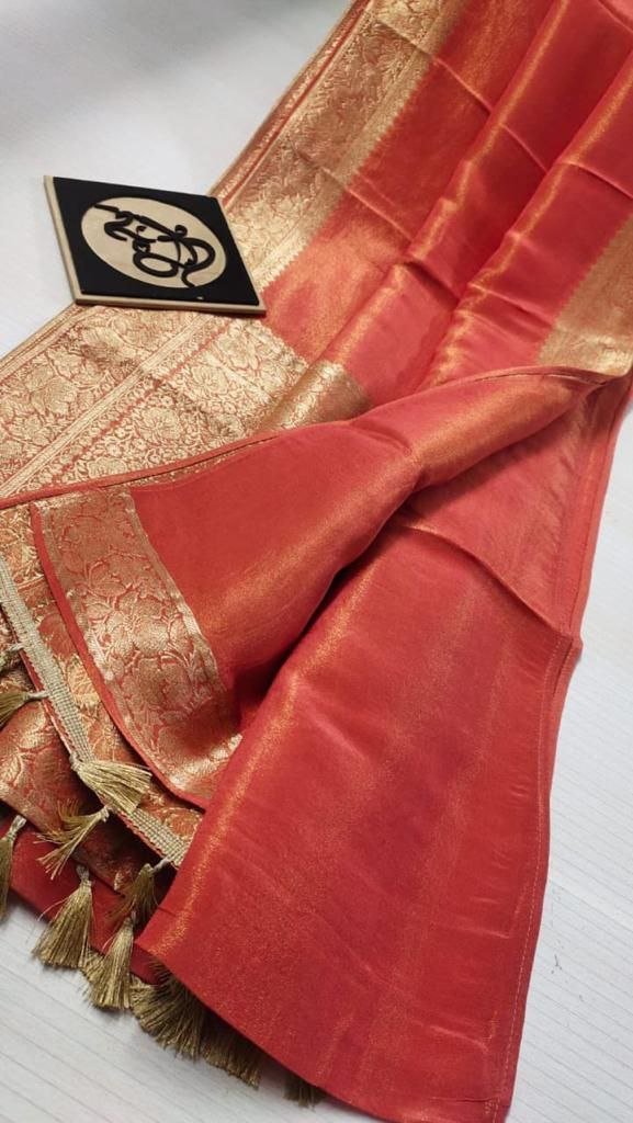 BB 39 Banarasi Dyeable semi Tissue silk saree - Image 2