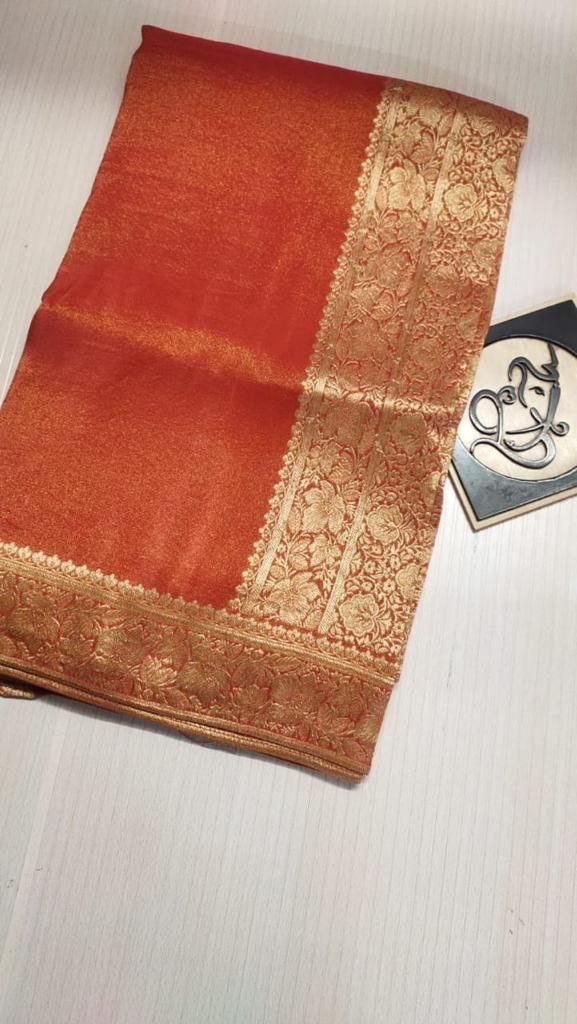 BB 39 Banarasi Dyeable semi Tissue silk saree
