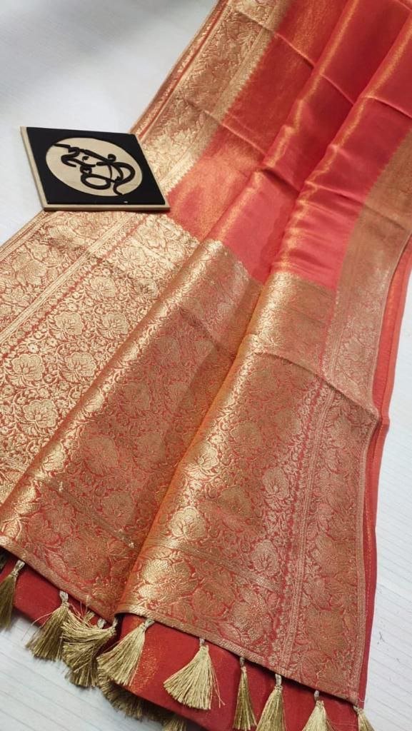 BB 39 Banarasi Dyeable semi Tissue silk saree - Image 4