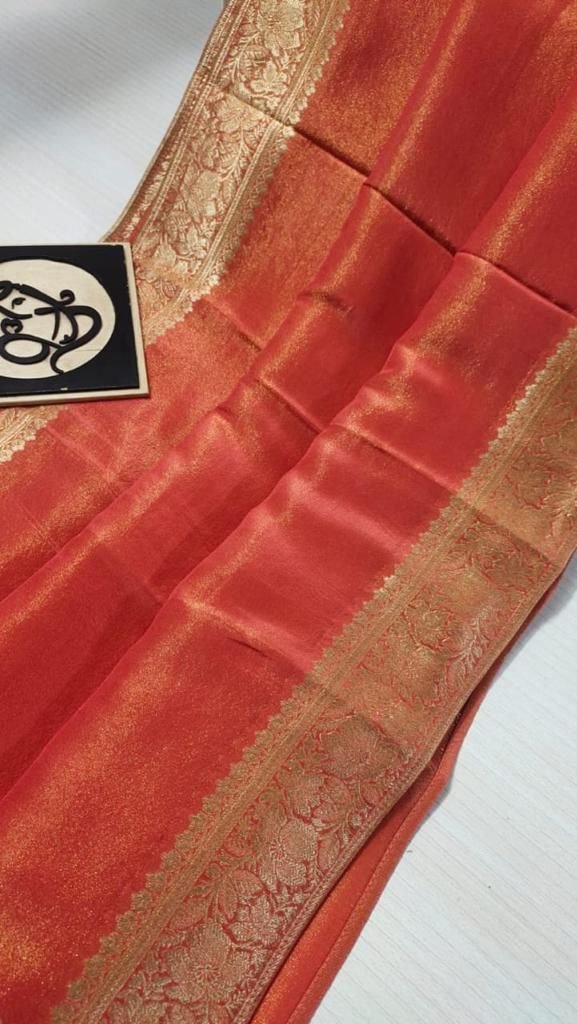 BB 39 Banarasi Dyeable semi Tissue silk saree - Image 3