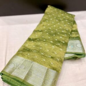 BB 41 Banarasi Dyeable semi Crush Tissue silk saree