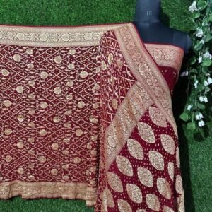 BB 54 Banarasi Pure khaddi Georgette bandhani saree