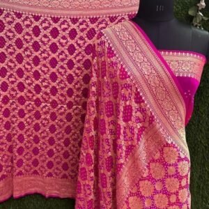 BB 54 Banarasi Pure khaddi Georgette bandhani saree