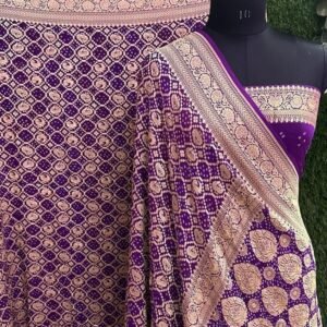 BB 54 Banarasi Pure khaddi Georgette bandhani saree