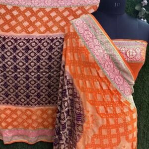 BB 54 Banarasi Pure khaddi Georgette bandhani saree
