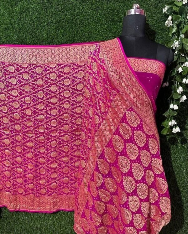 BB 54 Banarasi Pure khaddi Georgette bandhani saree