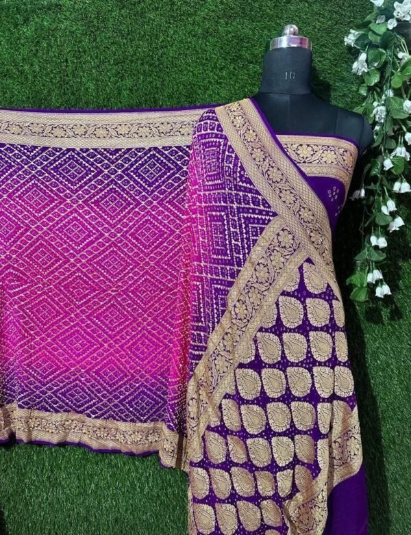BB 54 Banarasi Pure khaddi Georgette bandhani saree