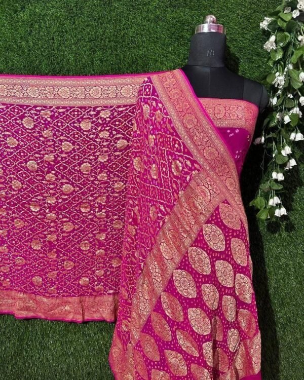 BB 54 Banarasi Pure khaddi Georgette bandhani saree