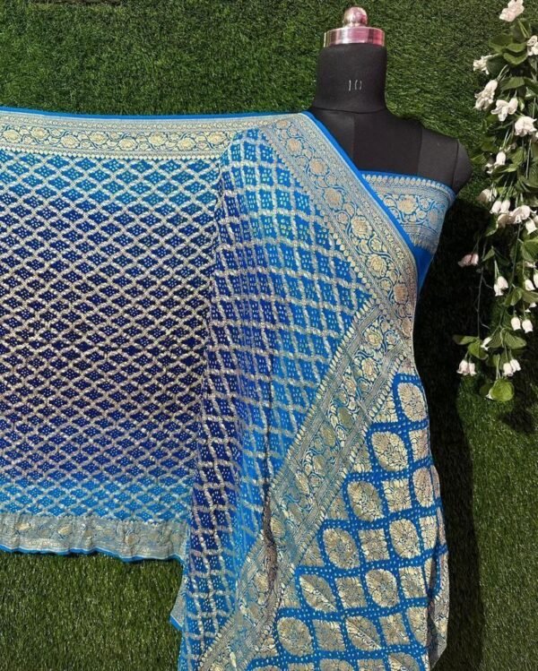 BB 54 Banarasi Pure khaddi Georgette bandhani saree