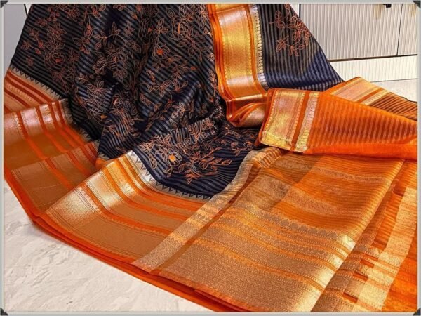 BB 55 Banarasi Dyeable semi kora organza silk saree - Image 2