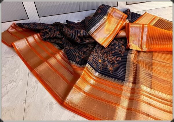 BB 55 Banarasi Dyeable semi kora organza silk saree - Image 3