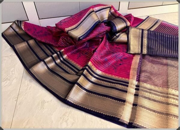 BB 55 Banarasi Dyeable semi kora organza silk saree - Image 2