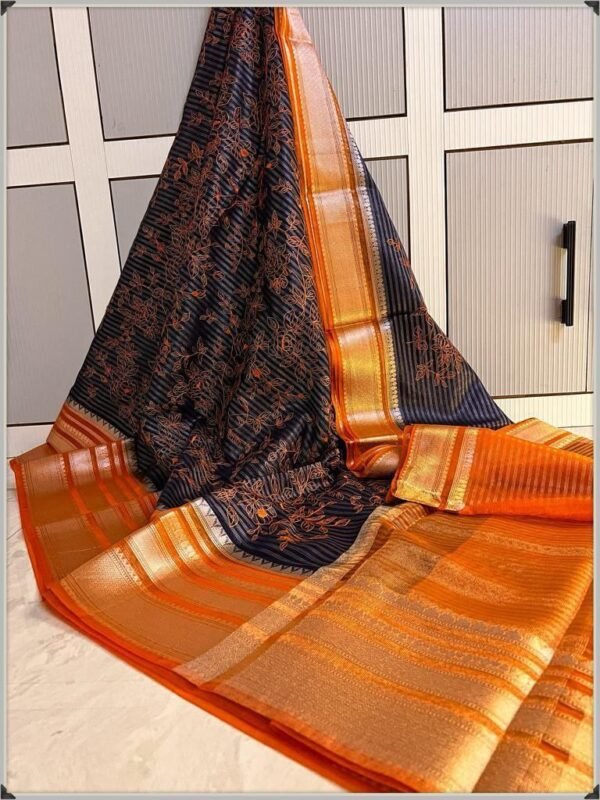 BB 55 Banarasi Dyeable semi kora organza silk saree - Image 4