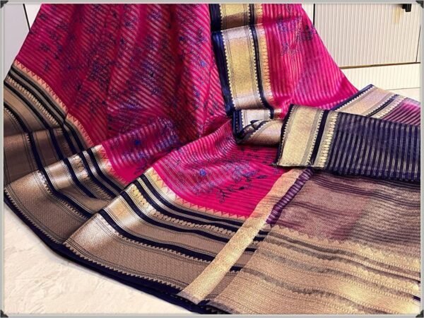 BB 55 Banarasi Dyeable semi kora organza silk saree - Image 4