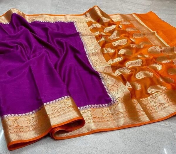 BB 56 Banarasi Dyeable semi kora organza silk saree